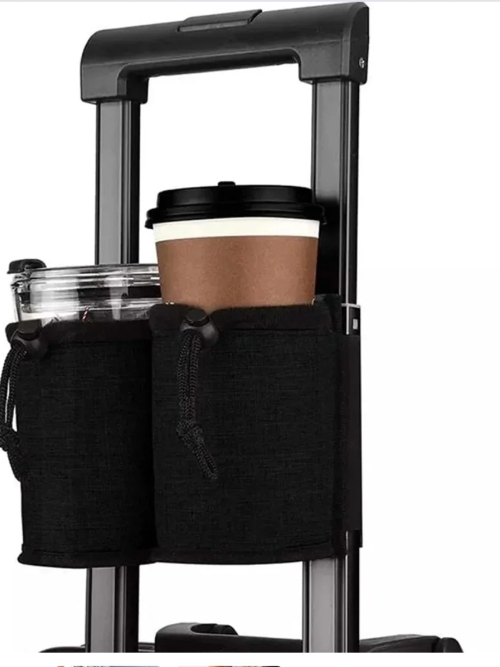 Luggage Handle Double Cup Holder - Black - NWT